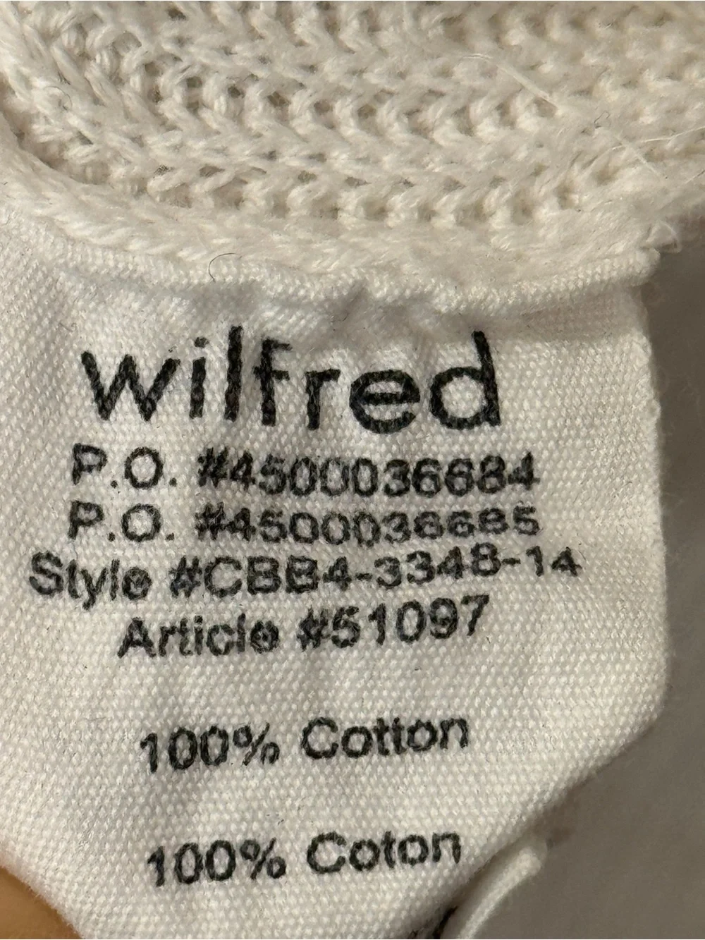 Aritzia Wilfred Bourassa White Ribbed High Low Sweater S Dolman Oversized Basic